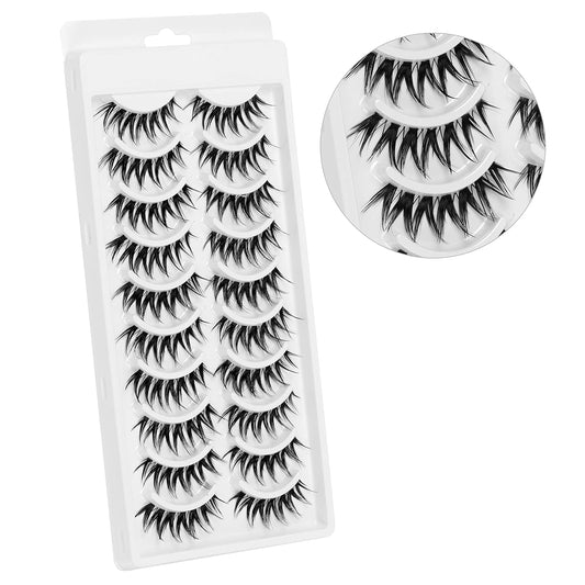 10 Pairs Cat Eye Lashes Clear Band Wispy Natural Look Fluffy False Eyelashes 3D Soft Volume Lashes Looks like Eyelash Extensions Reusable Faux Mink Lashes