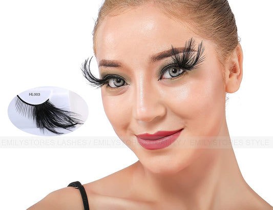 EMILYSTORES Black-Wing Faux-Feather Costume Eye Lashes for Halloween, Dramatic Eyelashes, Party Looking, 1 Pair