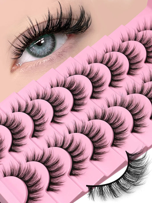 Fluffy Manga Eyelashes Dramatic Smoky Cat Eye Lashes Natural Long Lashes Soft Faux Mink Lashes Flawless Makeup Look
