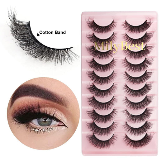 Milybest Lashes False Eyelashes 10 Pairs 20Mm Cat Eye Faux Mink Lashes Fluffy