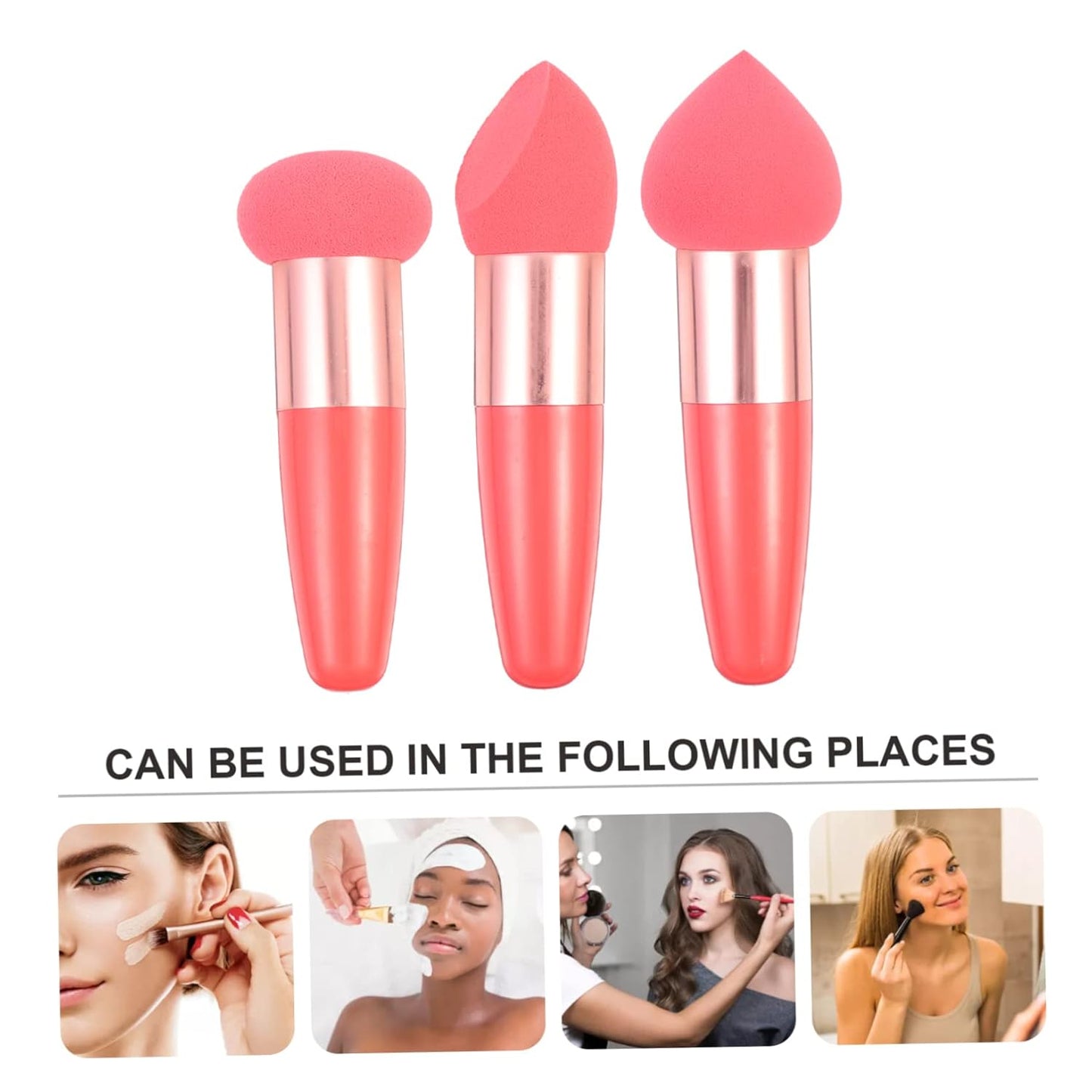 Makeup Pen Set 3Pcs Women Makeup Sponges Handle Portable Beauty Tools for Natural Concealer Application