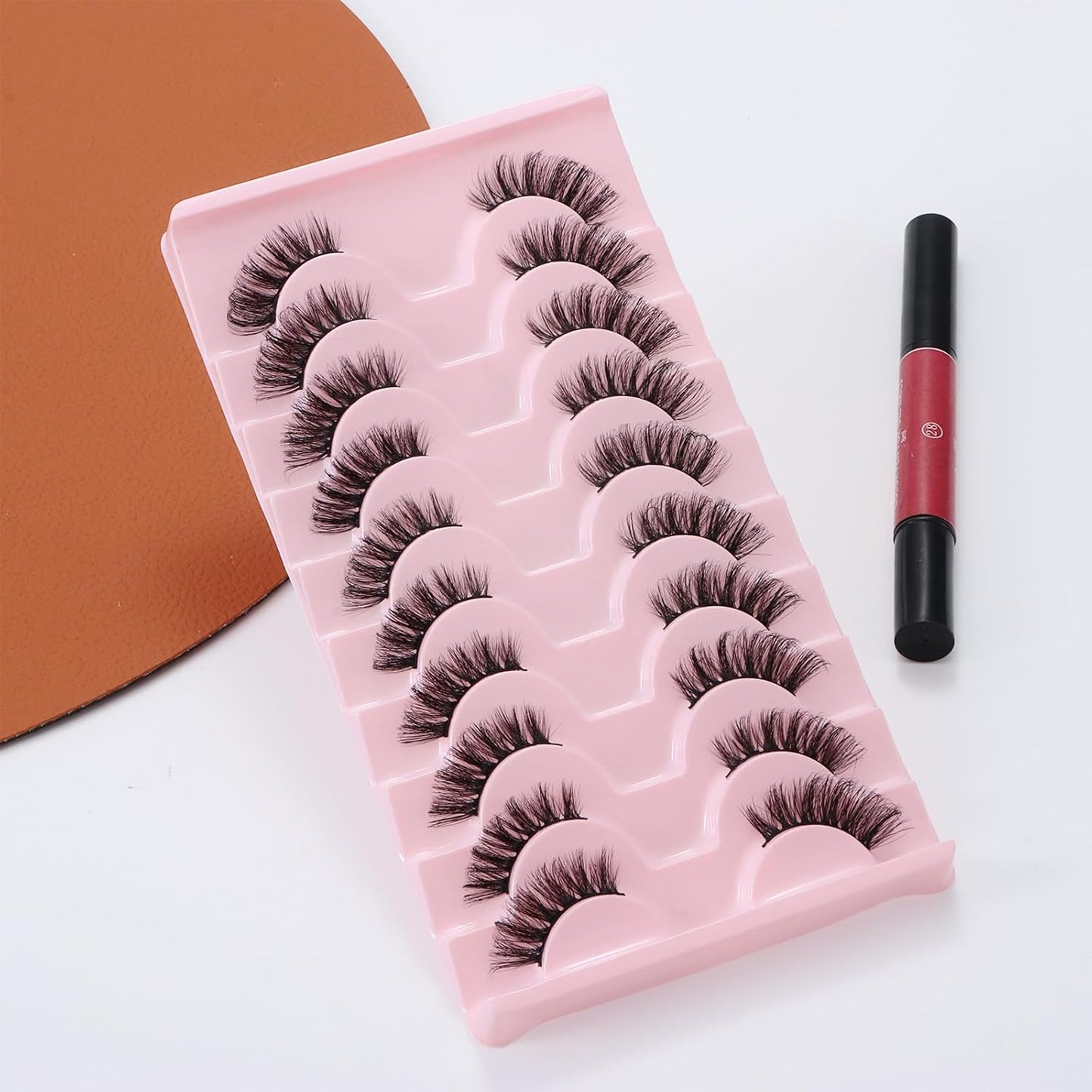 10 Pairs Half Lashes 3D Multi-Layers Fluffy Cat Eye Lashes Clear Band Natural Look False Eyelashes That Look like Extensions 15Mm Curl Volume Lashes Reusable (A2)