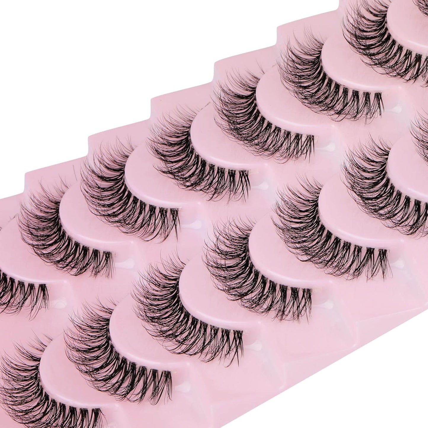 Natural Look Wispy False Eyelashes 15Mm Short Clear Band Fake Eye Lashes Lightweight Volume Strip Lashes Multipack