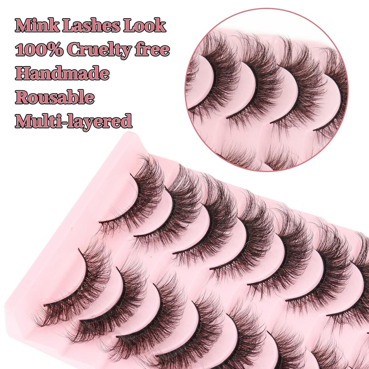 Milybest Lashes False Eyelashes 10 Pairs 20Mm Cat Eye Faux Mink Lashes Fluffy