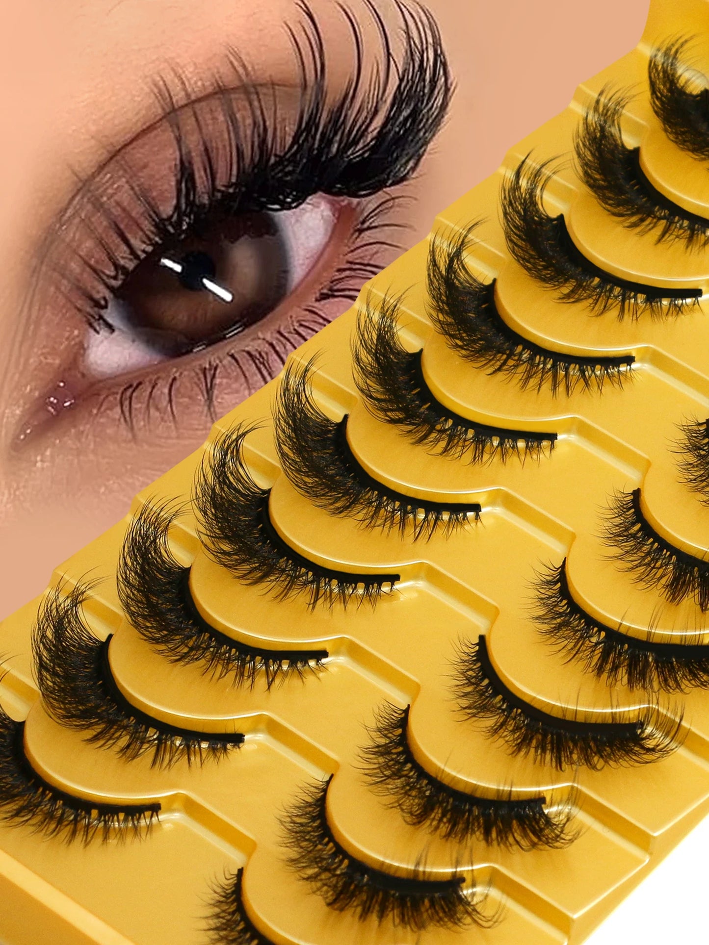 Cat Eye Lashes Fluffy Faux Mink Eyelashes Soft Cross Wispy Natural Winged End Eye Elongated Eyelashes Natural Lashes