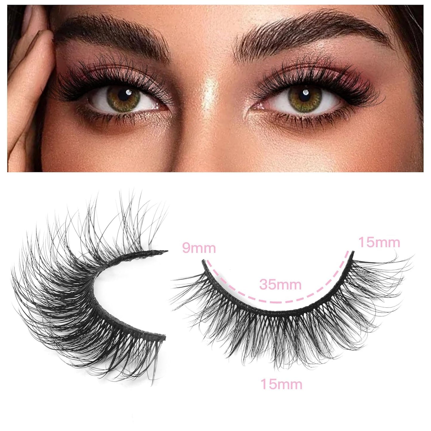 Cat Eye False Eyelashes 14 Pairs 6D Volume Natural Look Fluffy Wispy Lashes 15Mm Eye Lash Extensions Strip Fake Eyelashes Pack