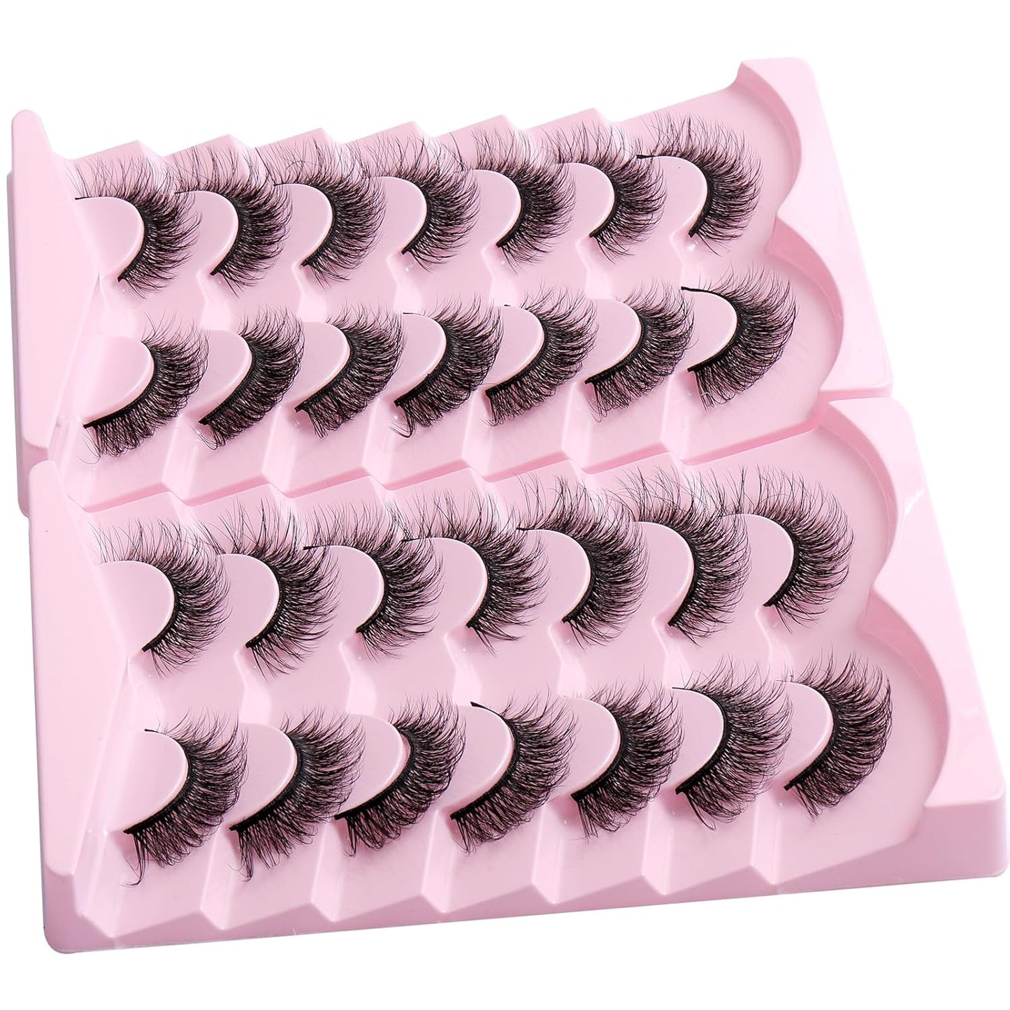 Cat Eye False Eyelashes 14 Pairs 6D Volume Natural Look Fluffy Wispy Lashes 15Mm Eye Lash Extensions Strip Fake Eyelashes Pack