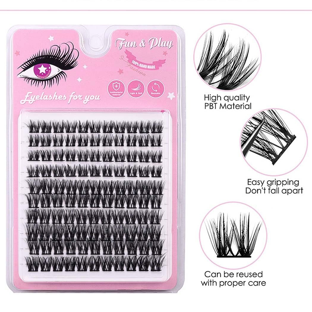 DIY Cluster Eyelash Extensions 110Pcs Individual Lashes Black Natural D Curl Faux Mink Lashes 10-14Mm Mix Length Clusters False Eyelashes for Women and Girls