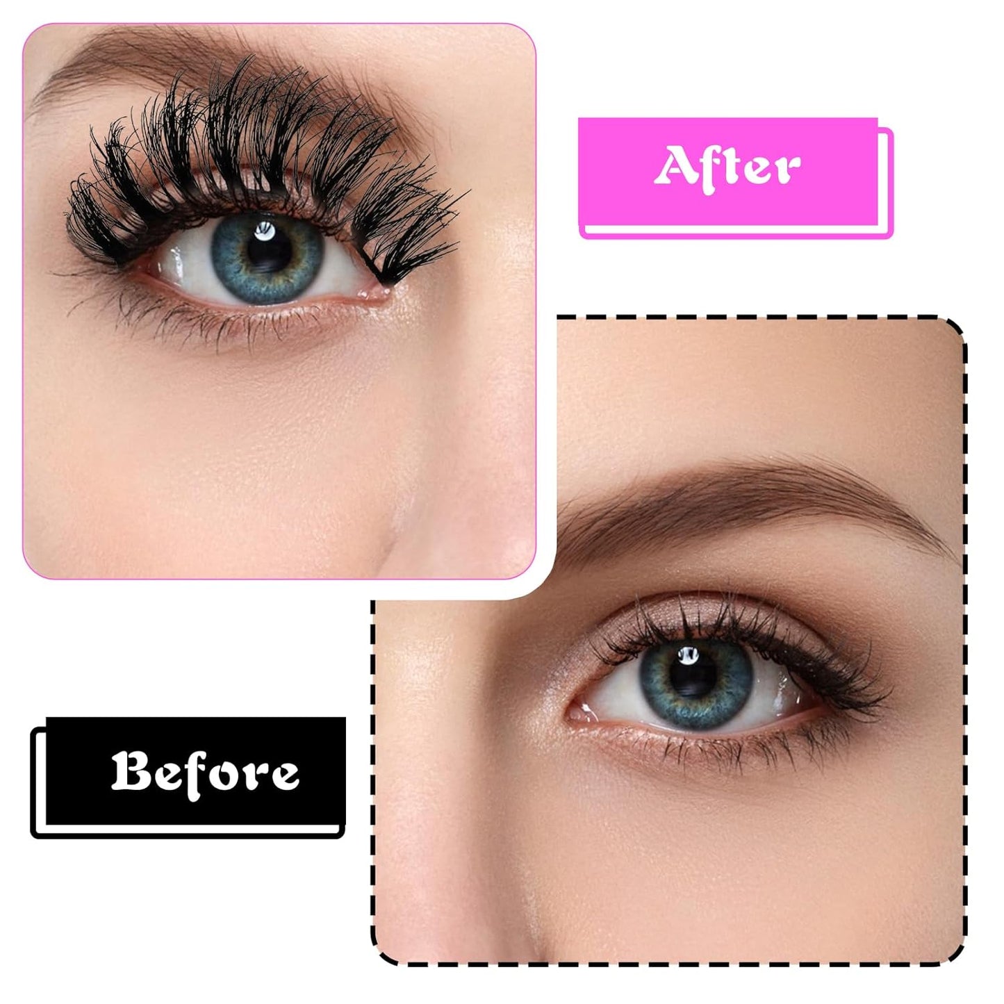 20 Pairs Fluffy Lashes False Eyelashes Mink Eyelashes 3D Volume Faux Mink Cat Eye Lashes Pack 4 Styles Mixed Natural Look Wispy Lashes Long Faux Eyelashes Adhesives Makeup Accessories for Women