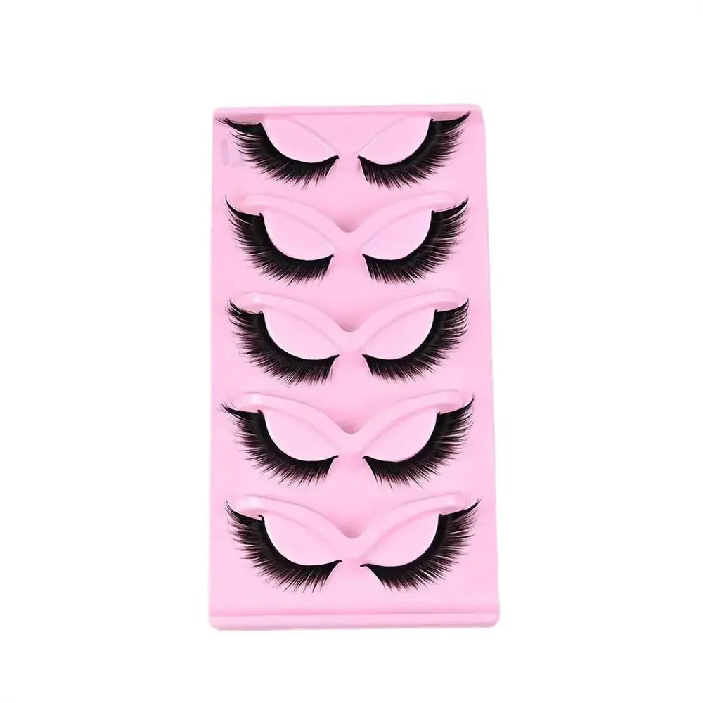 5 Pairs False Eyelashes, Natural Look Lashes Winged False Eyelashes, Slender Fluffy Lashes , Faux Cat Eye Fox Fairy Eye Lashes
