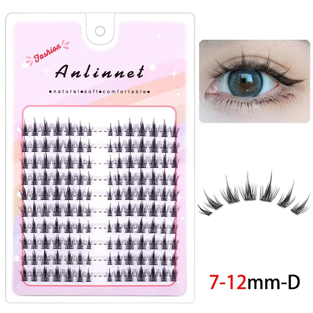 100 Clusters of DIY 5D Fluffy Eyelashes Makeup Eyelash Extension Natural Eyelash Bundle Personal Eyelash Grafting Tool