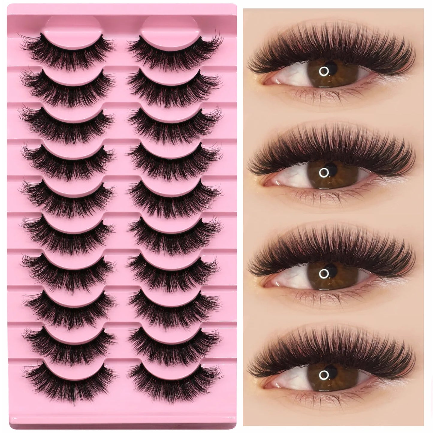 Fluffy Manga Eyelashes Dramatic Smoky Cat Eye Lashes Natural Long Lashes Soft Faux Mink Lashes Flawless Makeup Look