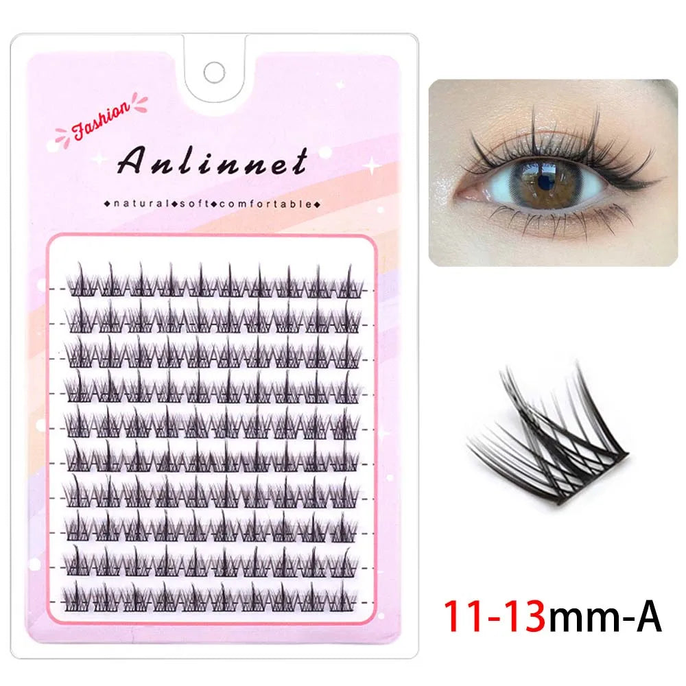 100 Clusters of DIY 5D Fluffy Eyelashes Makeup Eyelash Extension Natural Eyelash Bundle Personal Eyelash Grafting Tool