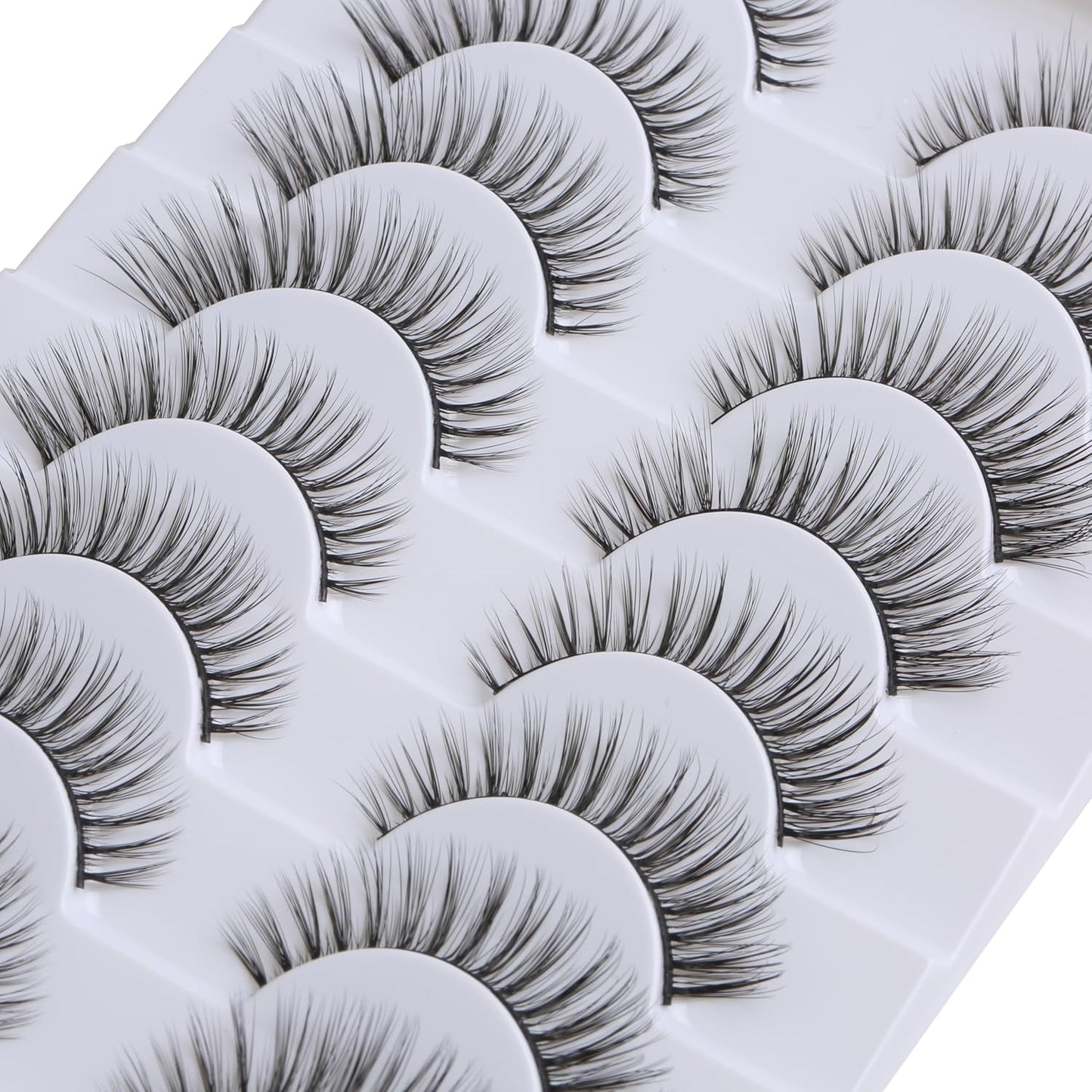 False Eyelashes 10Mm Mink Lashes Natural Look Cat Eye Lashes Strips 3D Faux Mink Lashes Soft Reusable Light Volume Fake Lashes 10 Pairs Pack