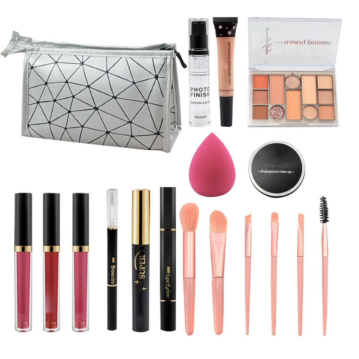 Professional Makeup Kit | Makeup Kit Women | Full Kit Makeup | Makeup Bundle Women, Complete Makeup Set, Eyeshadow Lipstick Kit, Makeup Storage Bag Set, Mirrored Makeup Bundle, Cosmetic Bundle Women