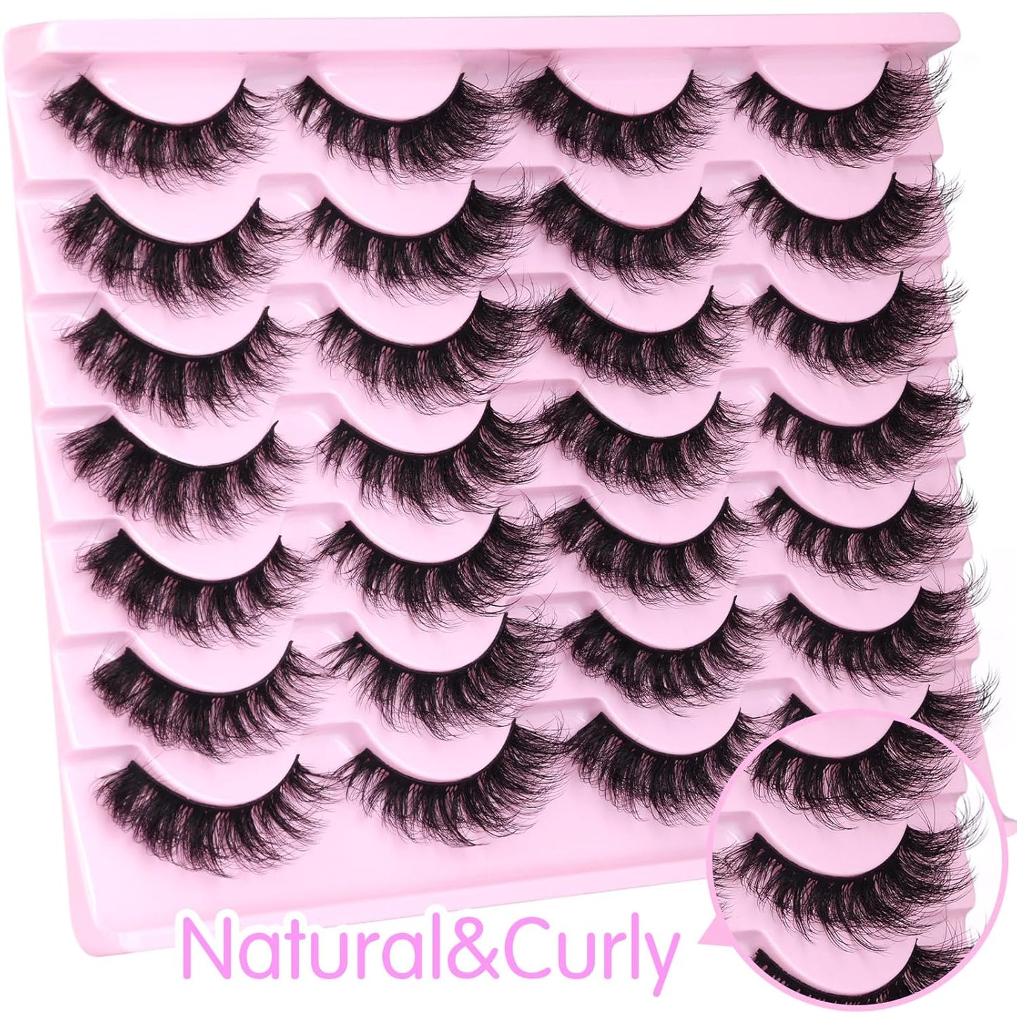 Mink Lashes Volume Cat Eye Thick False Eyelashes Natural Curly Fake Eyelashes 18MM Full 8D Volume Lashes Pack 14 Pairs