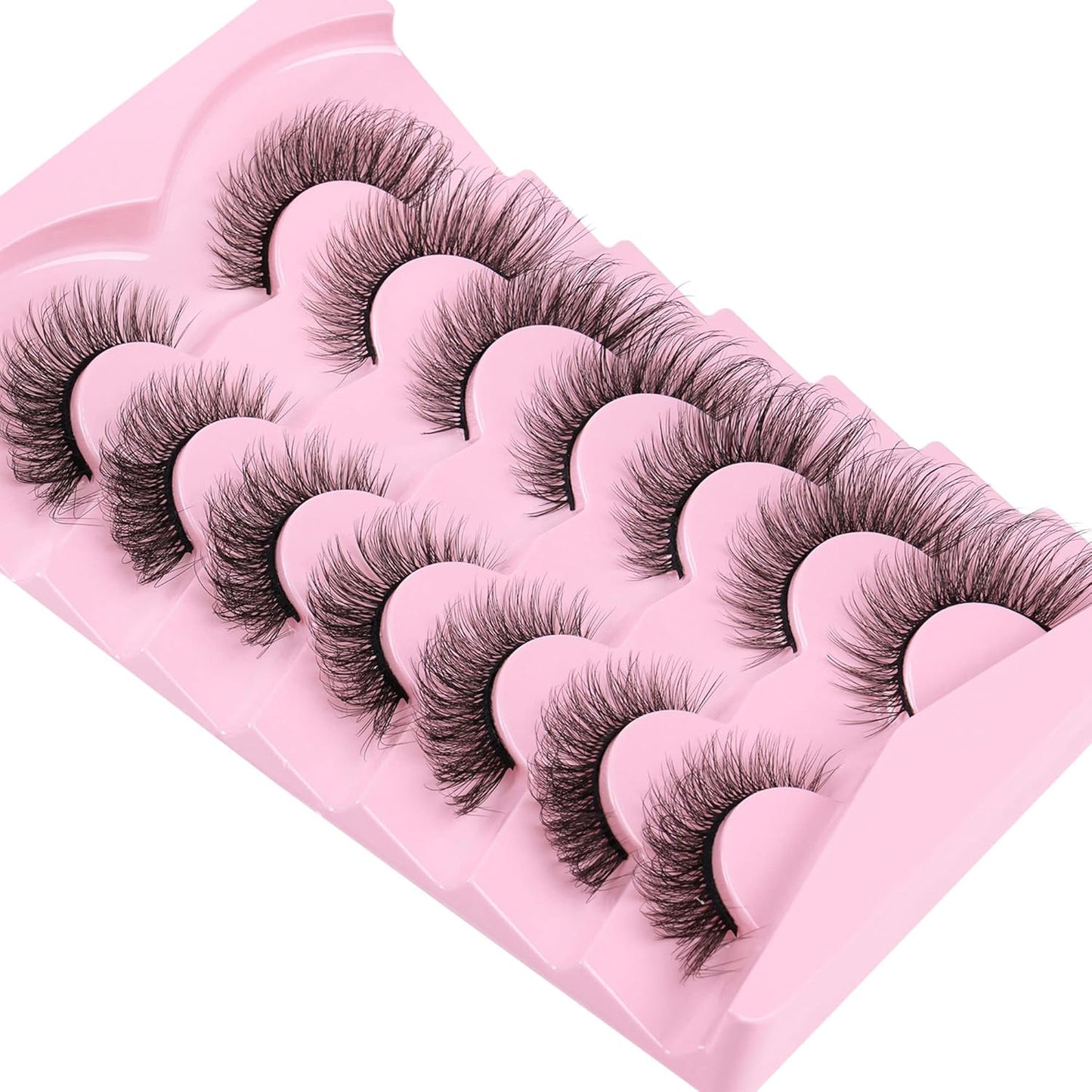 Cat Eye Lashes Natural Look Fluffy Wispy False Eyelashes Pack 20MM 3D Mink Lashes Fluffy Natural False Lashes 7 Pairs by