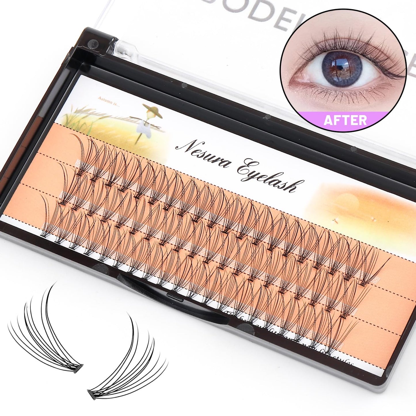 10 Root 60Pcs 8-10-12-14-16Mm Mixed Black Handmade False Eyelashes Natural Long Individual Eyelashes Extension Fake Lashes Makeup Beauty Cosmetic (5 PACKS-8MM)