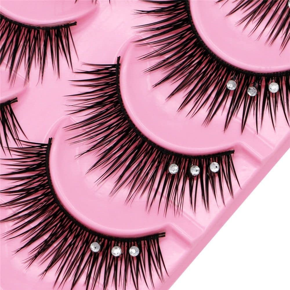 10Pair Diamond False Eyelashes for Makeup, False Eyelashes Dramatic Volume Thick Long Eye Lashes Glitter Handmade Fuffy Lashes Eye Extension