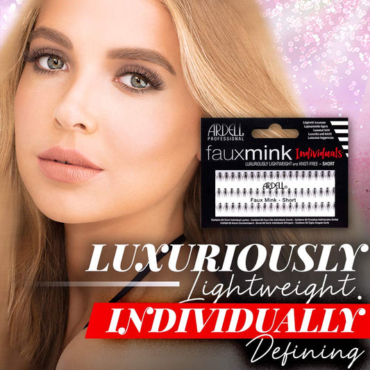 Faux Mink False Eyelashes, Individual Lashes Short, Black - Natural Look DIY Lash Clusters, Eyelash Extensions, 4 Pack