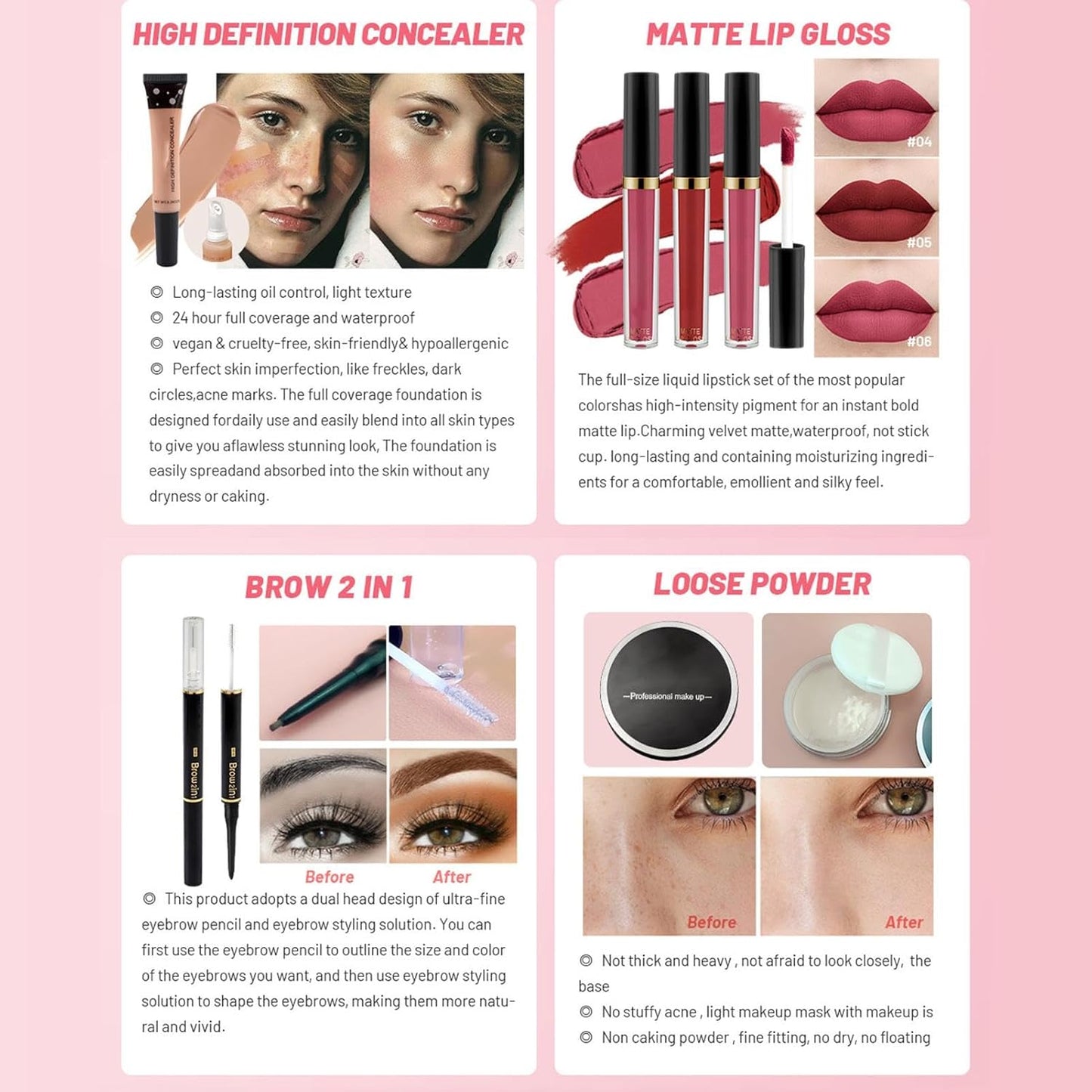 Professional Makeup Kit | Makeup Kit Women | Full Kit Makeup | Makeup Bundle Women, Complete Makeup Set, Eyeshadow Lipstick Kit, Makeup Storage Bag Set, Mirrored Makeup Bundle, Cosmetic Bundle Women