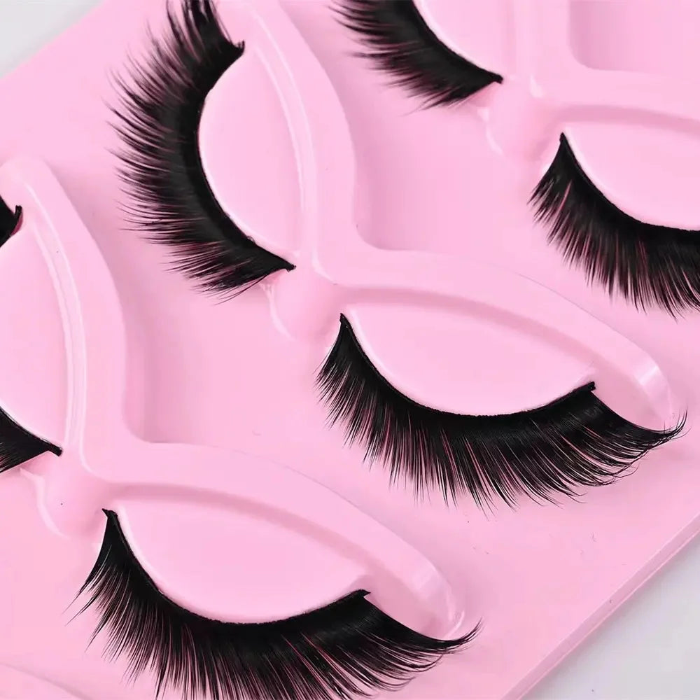 5 Pairs False Eyelashes, Natural Look Lashes Winged False Eyelashes, Slender Fluffy Lashes , Faux Cat Eye Fox Fairy Eye Lashes