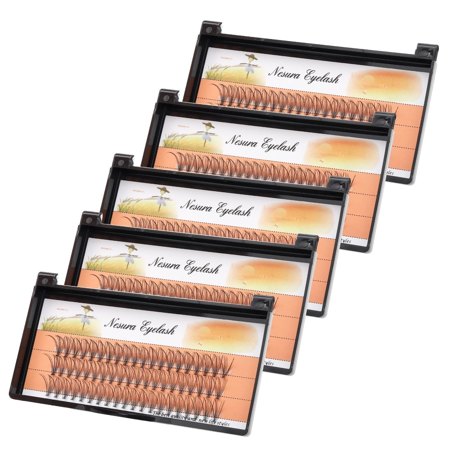 10 Root 60Pcs 8-10-12-14-16Mm Mixed Black Handmade False Eyelashes Natural Long Individual Eyelashes Extension Fake Lashes Makeup Beauty Cosmetic (5 PACKS-8MM)