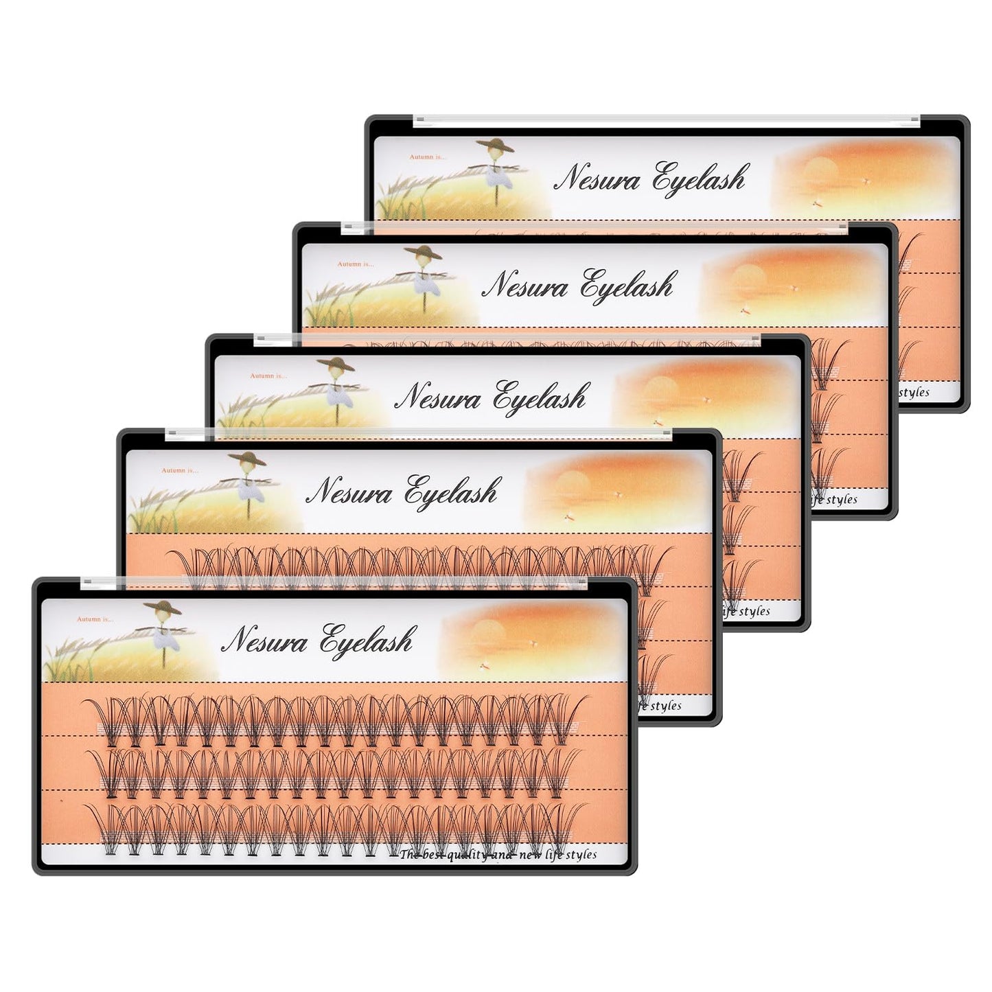 10 Root 60Pcs 8-10-12-14-16Mm Mixed Black Handmade False Eyelashes Natural Long Individual Eyelashes Extension Fake Lashes Makeup Beauty Cosmetic (5 PACKS-8MM)