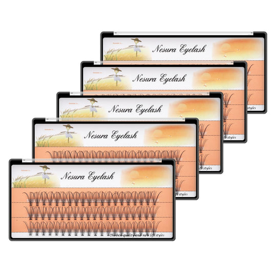 10 Root 60Pcs 8-10-12-14-16Mm Mixed Black Handmade False Eyelashes Natural Long Individual Eyelashes Extension Fake Lashes Makeup Beauty Cosmetic (5 PACKS-8MM)