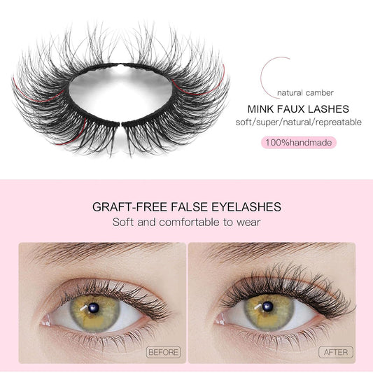 Cat Eye False Eyelashes 14 Pairs 6D Volume Natural Look Fluffy Wispy Lashes 15Mm Eye Lash Extensions Strip Fake Eyelashes Pack