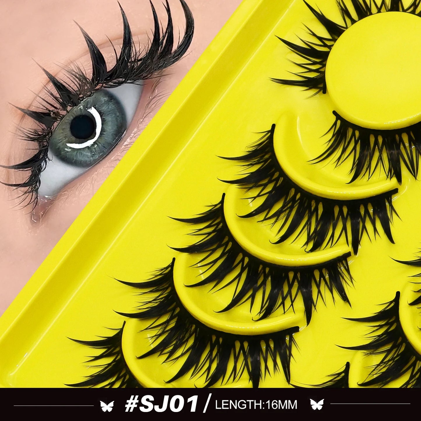 Manga Lashes Cat Eye Lashes 3D Natural False Lashes Fluffy Soft Cross Wispy Natural Eyelash Extension Makeup