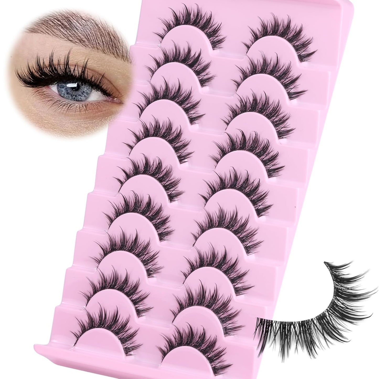 Manga Lashes Wispy False Eyelashes 3D Natural Eye Lashes Spiky Fake Lashes Anime Lashes Natural Look Chinese Makeup Lashes Pack by