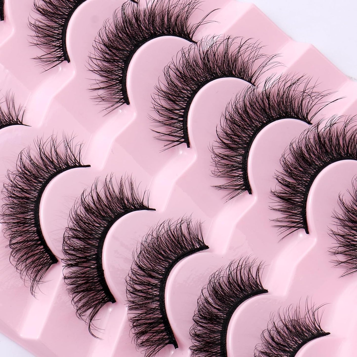 Cat Eye False Eyelashes 14 Pairs 6D Volume Natural Look Fluffy Wispy Lashes 15Mm Eye Lash Extensions Strip Fake Eyelashes Pack