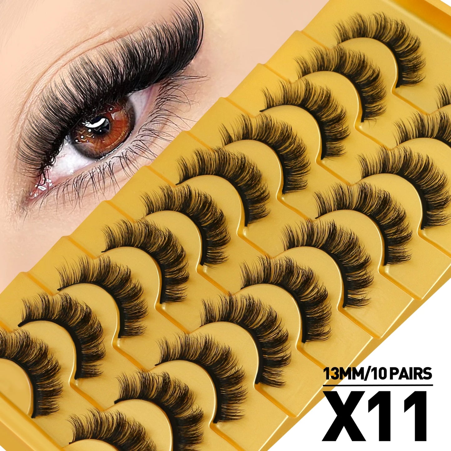 Cat Eye Lashes Fluffy Faux Mink Eyelashes Soft Cross Wispy Natural Winged End Eye Elongated Eyelashes Natural Lashes
