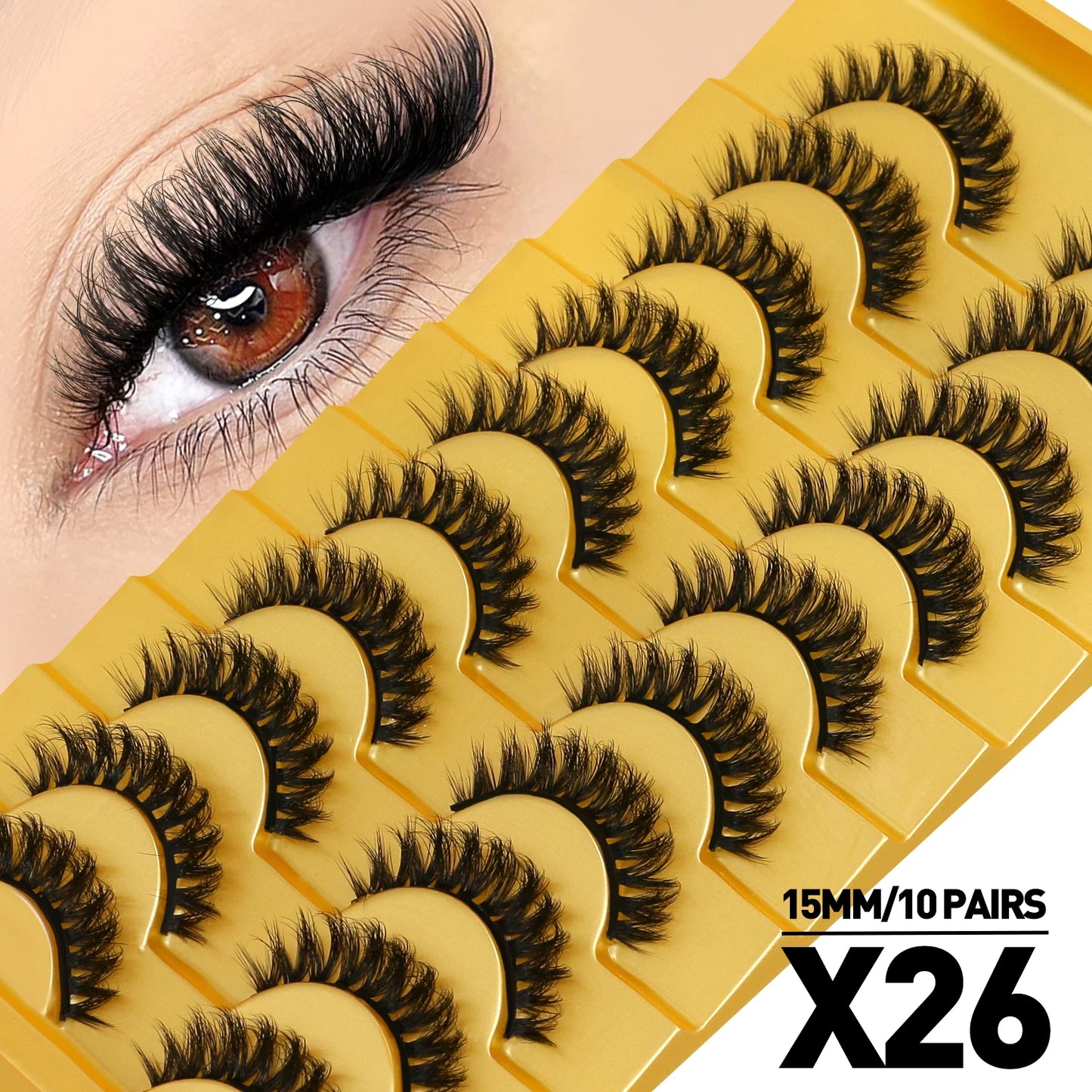 Cat Eye Lashes Fluffy Faux Mink Eyelashes Soft Cross Wispy Natural Winged End Eye Elongated Eyelashes Natural Lashes