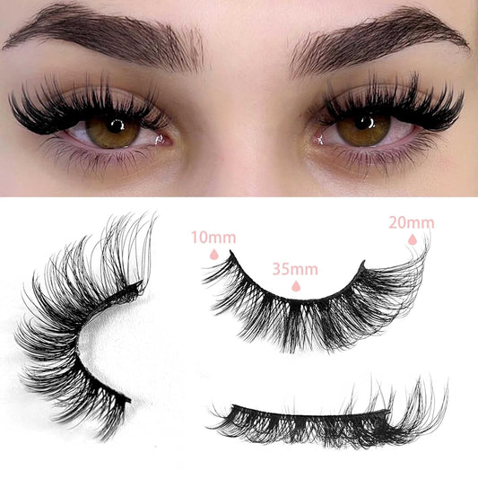 Cat Eye Lashes False Eyelashes Fluffy Volume 18Mm Strip Lashes Wispy Fake Lashes Natural Eyelashes 14 Pairs Pack 9D