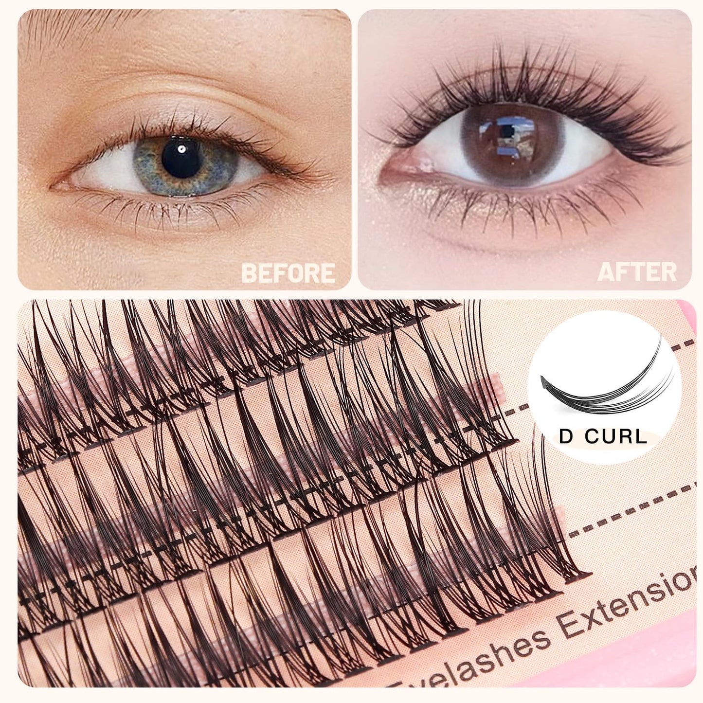 120Pcs 0.10Mm Thickness Handmade Fish Tail False Lahses Thick Natural Long Black Individual False Eyelashes Fake Eye Lashes Extensions Makeup Tool (16Mm)