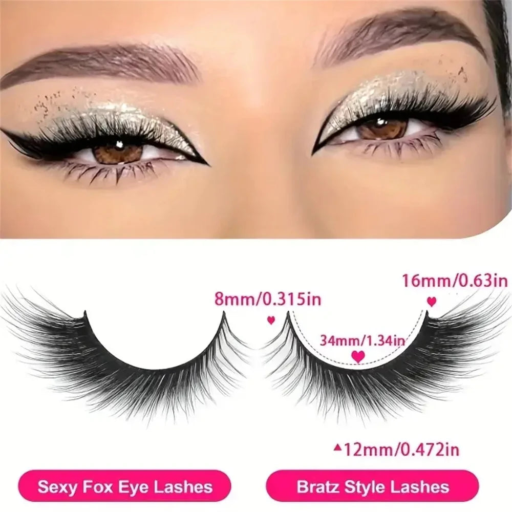 5 Pairs False Eyelashes, Natural Look Lashes Winged False Eyelashes, Slender Fluffy Lashes , Faux Cat Eye Fox Fairy Eye Lashes