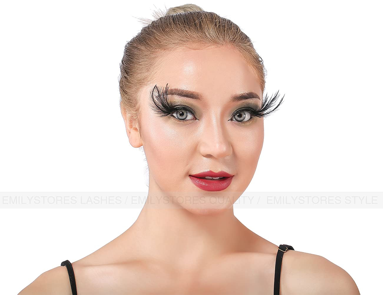 EMILYSTORES Black-Wing Faux-Feather Costume Eye Lashes for Halloween, Dramatic Eyelashes, Party Looking, 1 Pair