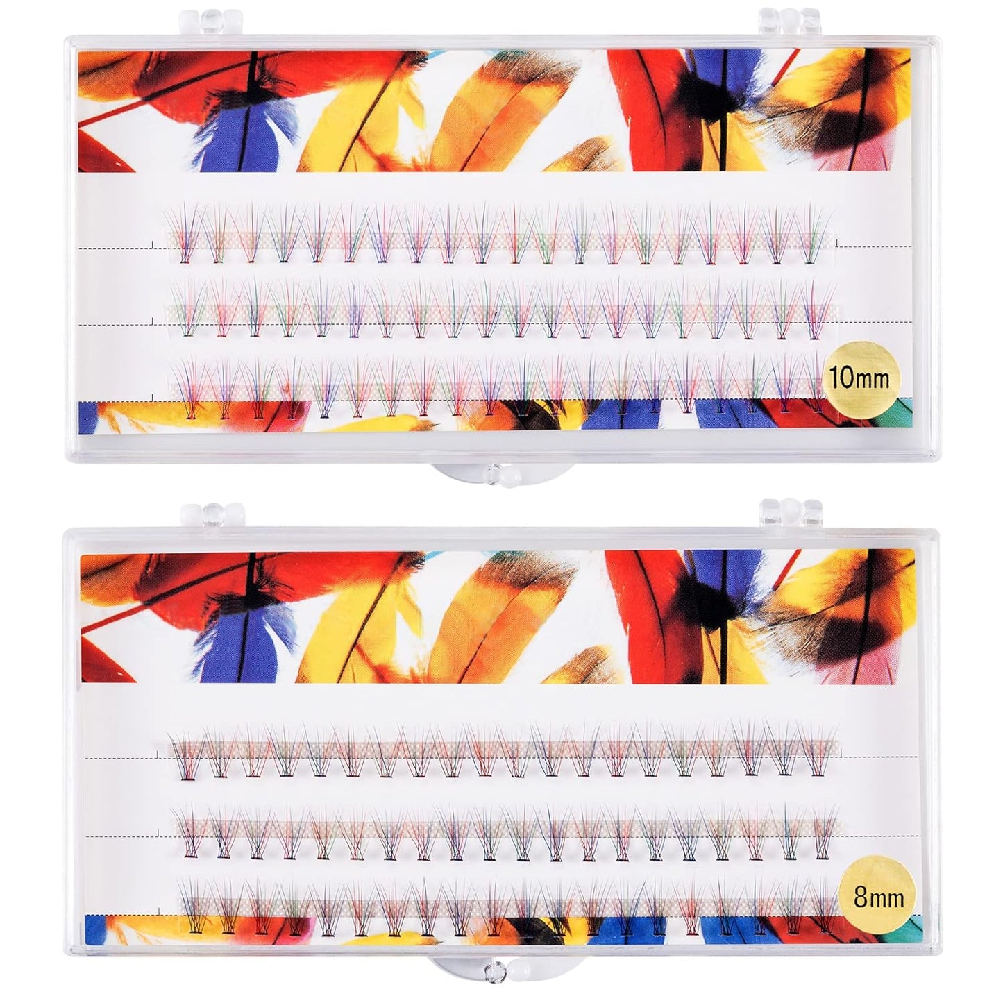 120Pcs Colorful Volume Eyelashes Extension, Easy Fans Eye Lash Extensions, Pre Made Individual Soft False Eyelashes Make up Tools for Women Girls (D Curl,8Mm/10Mm) 60Pcs / Box