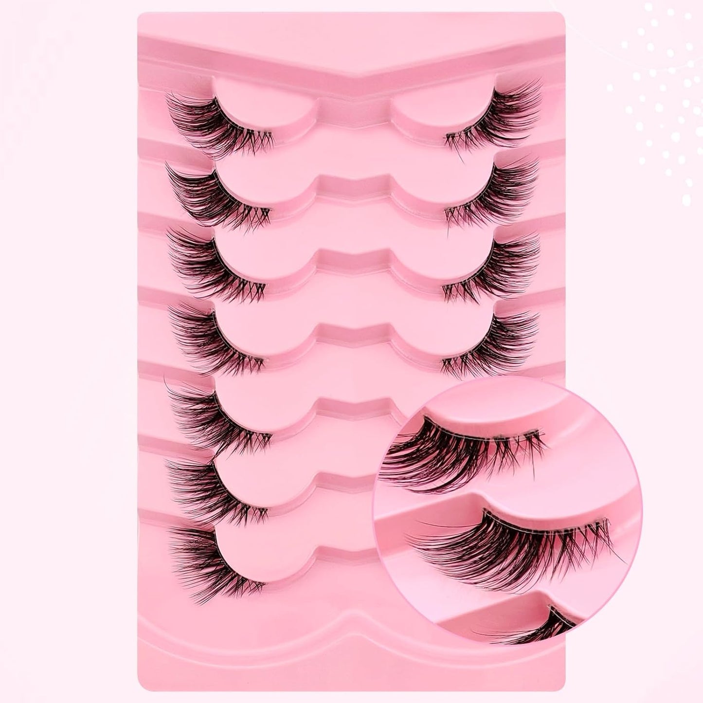 Half Lashes with Clear Band, 15Mm Natural Look Fox Eye Fluffy Wispy 3D Curly Eyelashes, Cat-Eye Accent Lashes That Look like Extensions, Faux Mink False Eyelashes 7 Pairs Pack(Cz-27)