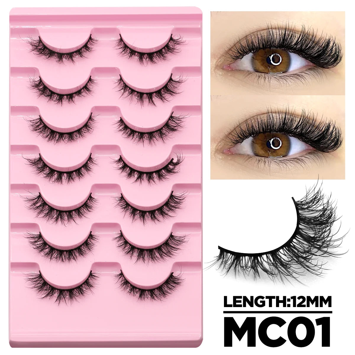 Cat Eye Lashes Fluffy Faux Mink Eyelashes Soft Cross Wispy Natural Winged End Eye Elongated Eyelashes Natural Lashes