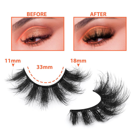 Fluff 8D False Eyelashes 20Mm Faux Mink Lashes Natural Fake Thick Volume Cat Eye Lashes 7 Pairs Multipack