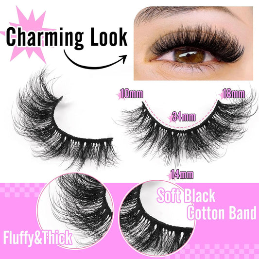 Mink Lashes Volume Cat Eye Thick False Eyelashes Natural Curly Fake Eyelashes 18MM Full 8D Volume Lashes Pack 14 Pairs
