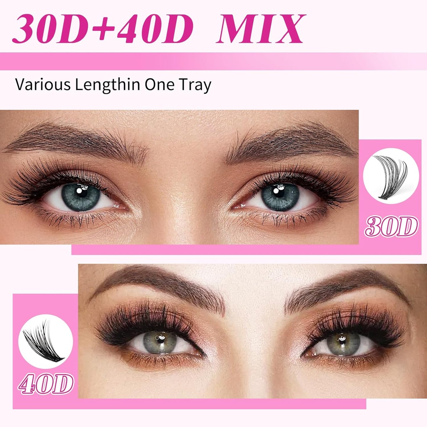 DIY Lash Extension Kit, 280Pcs 30D+40D Individual Lashes, Black, Vegan, Salon Lash Extensions at Home