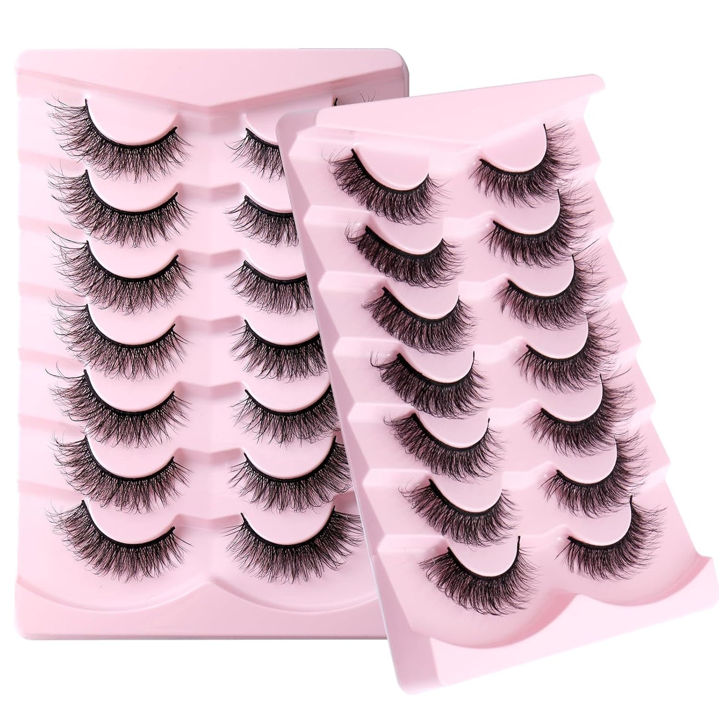 Cat Eye False Eyelashes 14 Pairs 6D Volume Natural Look Fluffy Wispy Lashes 15Mm Eye Lash Extensions Strip Fake Eyelashes Pack
