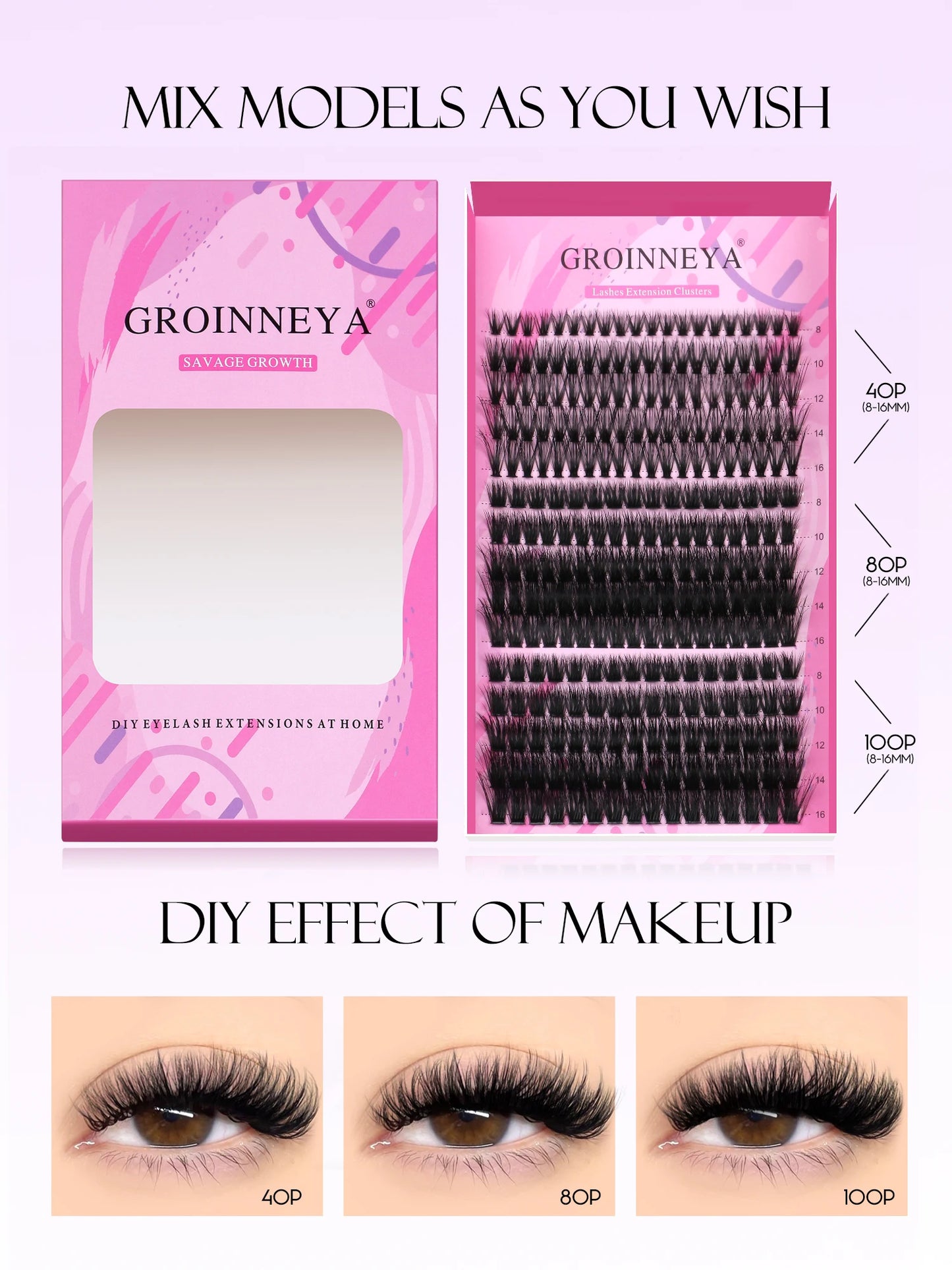 DIY Cluster Lashes Mixed Tray Individual Lashes Volume Eye Lashes Soft Natural Lashes Mink Lash Cluster False Eyelash