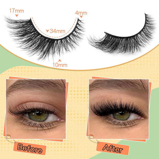 Natural Lashes Cat Eye False Eyelashes Wispy Mink Lashes That Look like Extensions Fox Eye Lashes 9 Pairs by