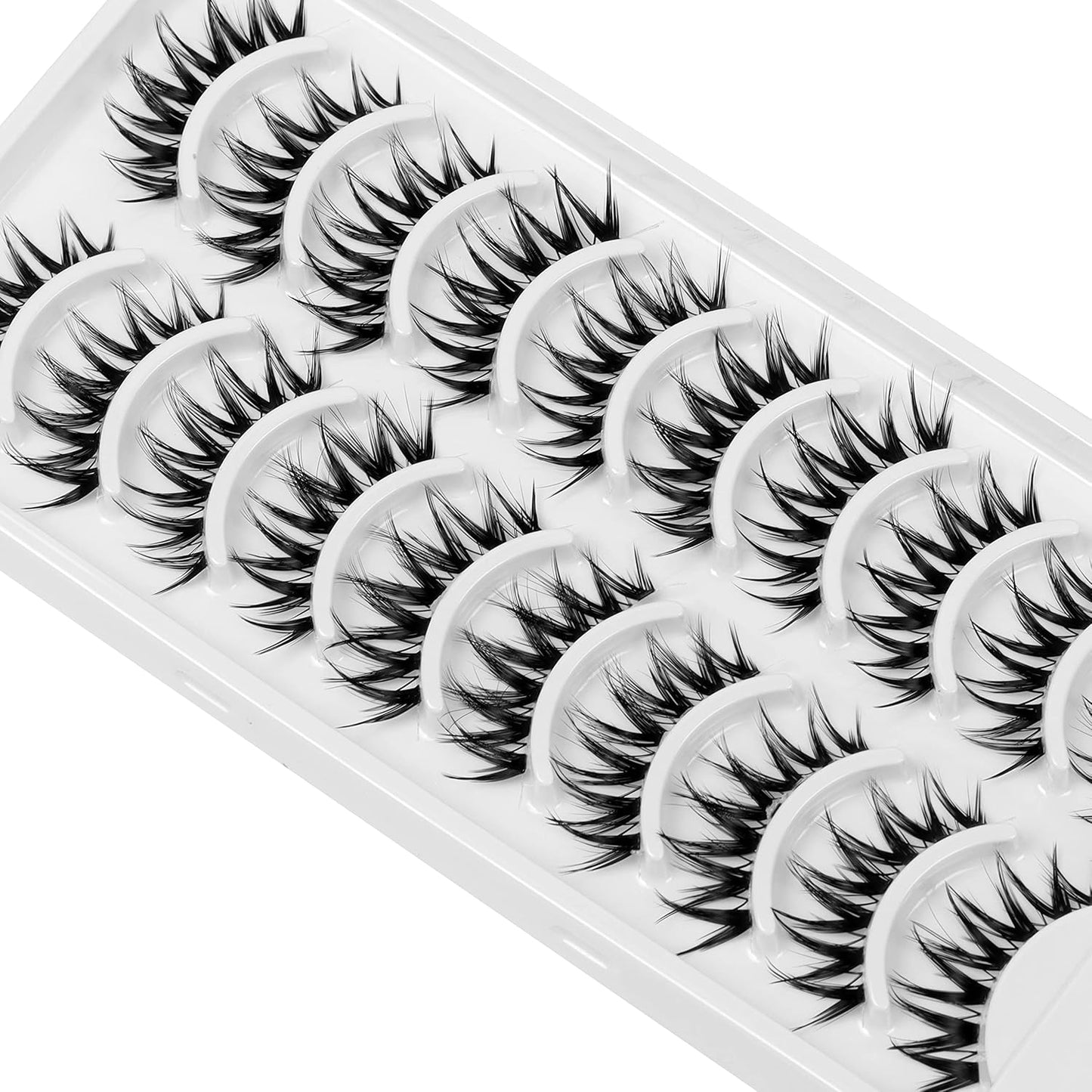 10 Pairs Cat Eye Lashes Clear Band Wispy Natural Look Fluffy False Eyelashes 3D Soft Volume Lashes Looks like Eyelash Extensions Reusable Faux Mink Lashes