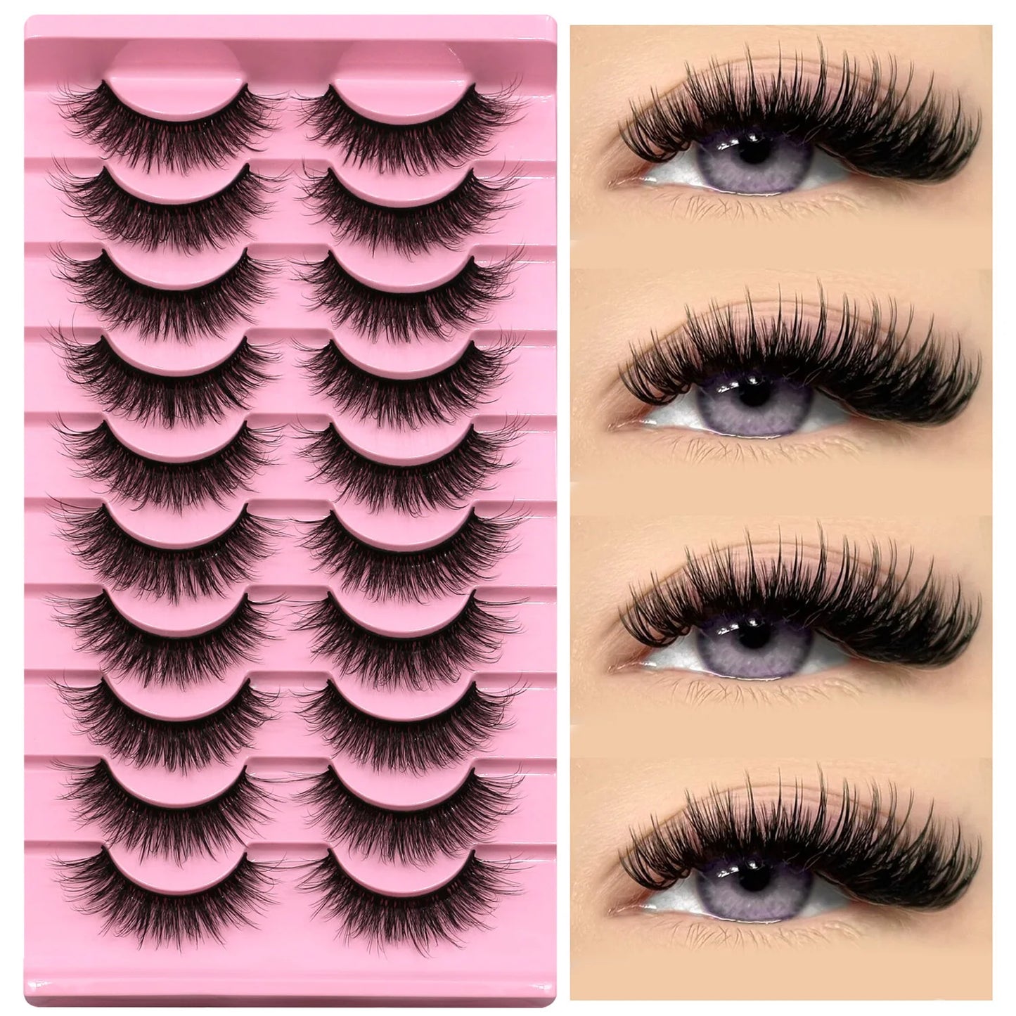 Fluffy Manga Eyelashes Dramatic Smoky Cat Eye Lashes Natural Long Lashes Soft Faux Mink Lashes Flawless Makeup Look